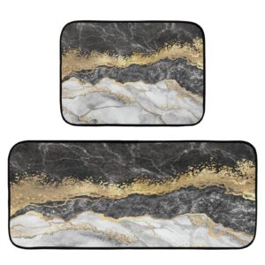 kitchen mats rugs 2 piece set bath mat antifatigue cushioned gold black marble for floor washable non slip