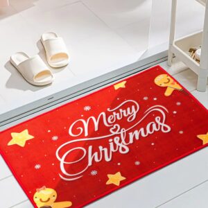 moloy zovm merry christmas kitchen mats new year doormat sets runner rug anti-slip home decor bedroom 15.7" x 23.6"