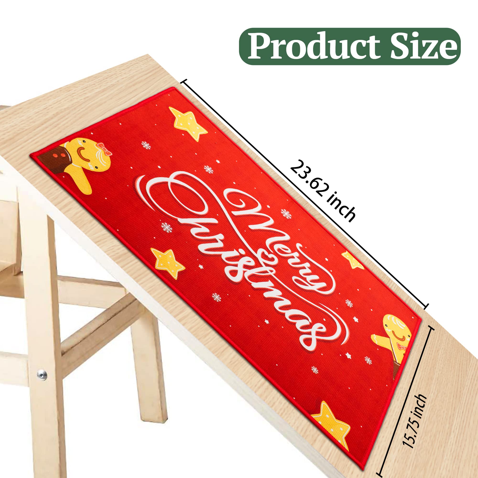 MOLOY ZOVM Merry Christmas Kitchen Mats New Year Doormat Sets Runner Rug Anti-Slip Home Decor Bedroom 15.7" x 23.6"