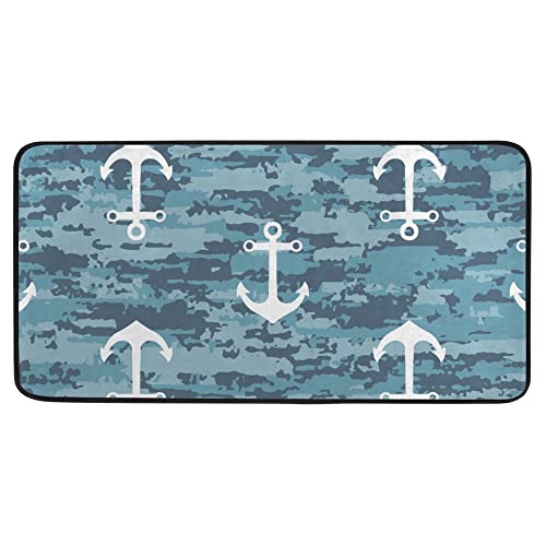 Kitchen Mat Rug Comfort Standing Mat Anchors Blue Soft Absorbent Runner Rug for Hallway Entryway Bathroom 39x20 inch