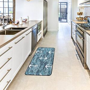 Kitchen Mat Rug Comfort Standing Mat Anchors Blue Soft Absorbent Runner Rug for Hallway Entryway Bathroom 39x20 inch
