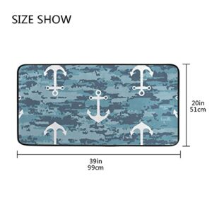 Kitchen Mat Rug Comfort Standing Mat Anchors Blue Soft Absorbent Runner Rug for Hallway Entryway Bathroom 39x20 inch