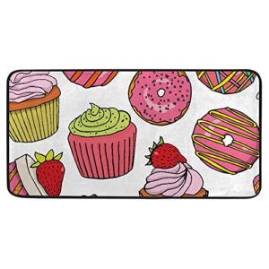kitchen mat rug comfort standing mat delicious cupcakes and donuts soft absorbent runner rug for hallway entryway bathroom 39x20 inch