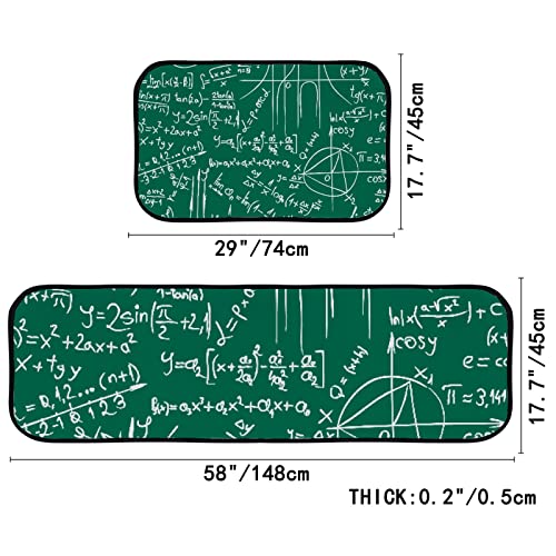 Vantaso Kitchen Floor Mat Rug Math and Trigonometry Set of 2 Cushioned Non-Slip Comfort Runner Rugs