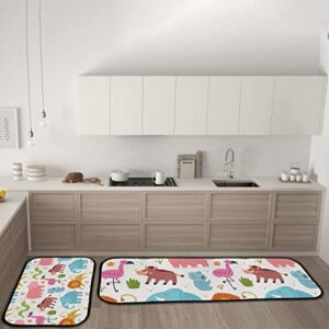 Vantaso Kitchen Floor Mat Rug Wild Animals Set of 2 Cushioned Non-Slip Comfort Runner Rugs