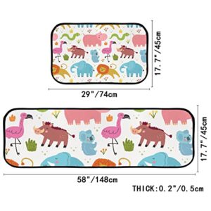 Vantaso Kitchen Floor Mat Rug Wild Animals Set of 2 Cushioned Non-Slip Comfort Runner Rugs