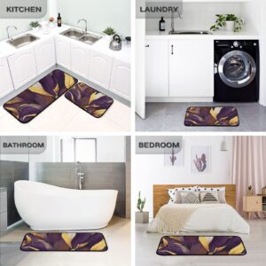 NFMILI (Luxury Purple Leaves) Kitchen Mat 2 PCS Cushioned Anti-Fatigue Kitchen Rug, Waterproof Non-Slip Floor Mats Thick Ergonomic Comfort Standing Mat for Kitchen Sink Laundry room bedroom living roo