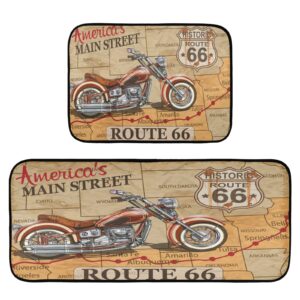 vintage motorcycle kitchen mat set of 2 anti-fatigue kitchen rug set non slip washable cushioned foam kitchen runner rugs and mats comfort standing mat for floor laundry home decor