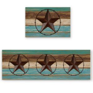 kitchen rug sets of 2 piece non-slip soft absorbe western texas star on country wooden plank kitchen mat bath rug doormat runner carpet set 16"x24"+16"x47"