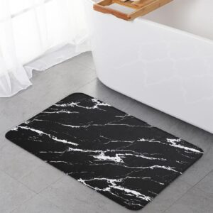 Anti-Fatigue Kitchen Mats Standing Rugs Set of 2 Black and White Marble Style Non-Slip Area Runner Floor Doormat Mondern Crack Art Washable Cushioned Carpet for Bedroom Bathroom Decor