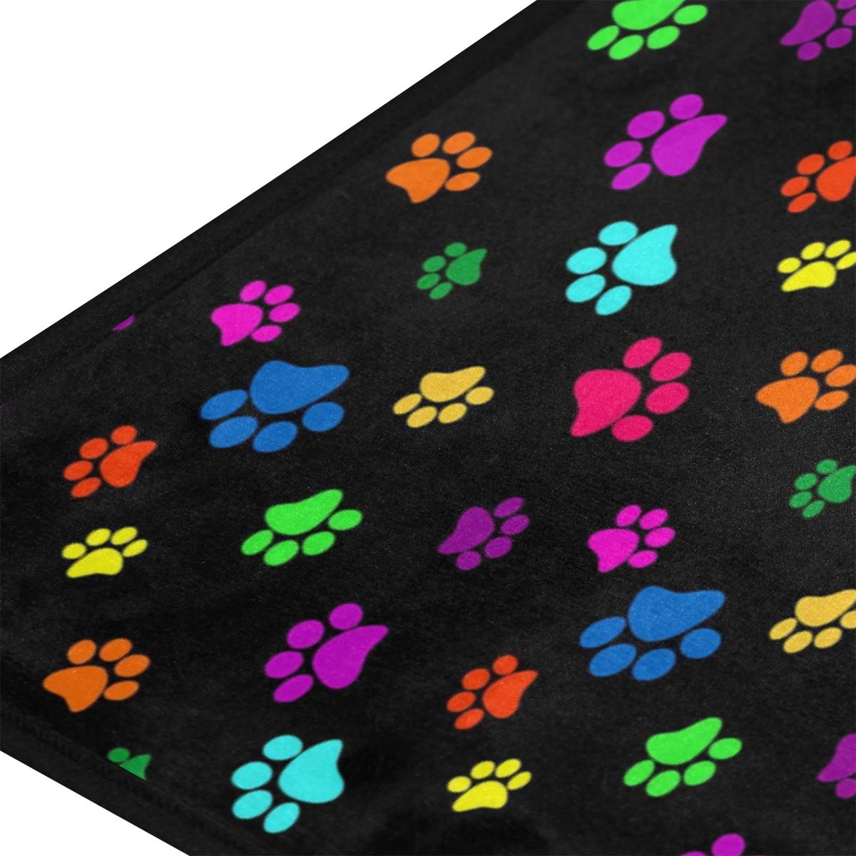 Blueangle Colorful Dog Paw Print Kitchen Rugs Microfiber Cushioned Mats Soft Non-Slip Kitchen Floor Mats Washable Comfort Doormats (20” x 39”)