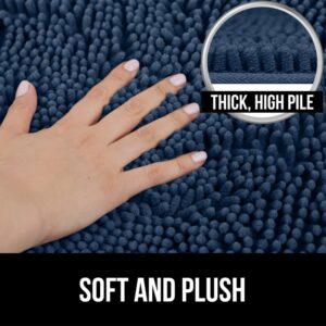 Gorilla Grip Bath Rug and Area Rug Set, Bath Rug Size 30 x 20 in, Shaggy Machine Washable Mats, Area Rug Set Size 22 x 19 x 15 in and 30x20, Absorbent Washable Mats, Both in Navy, 2 Item Bundle