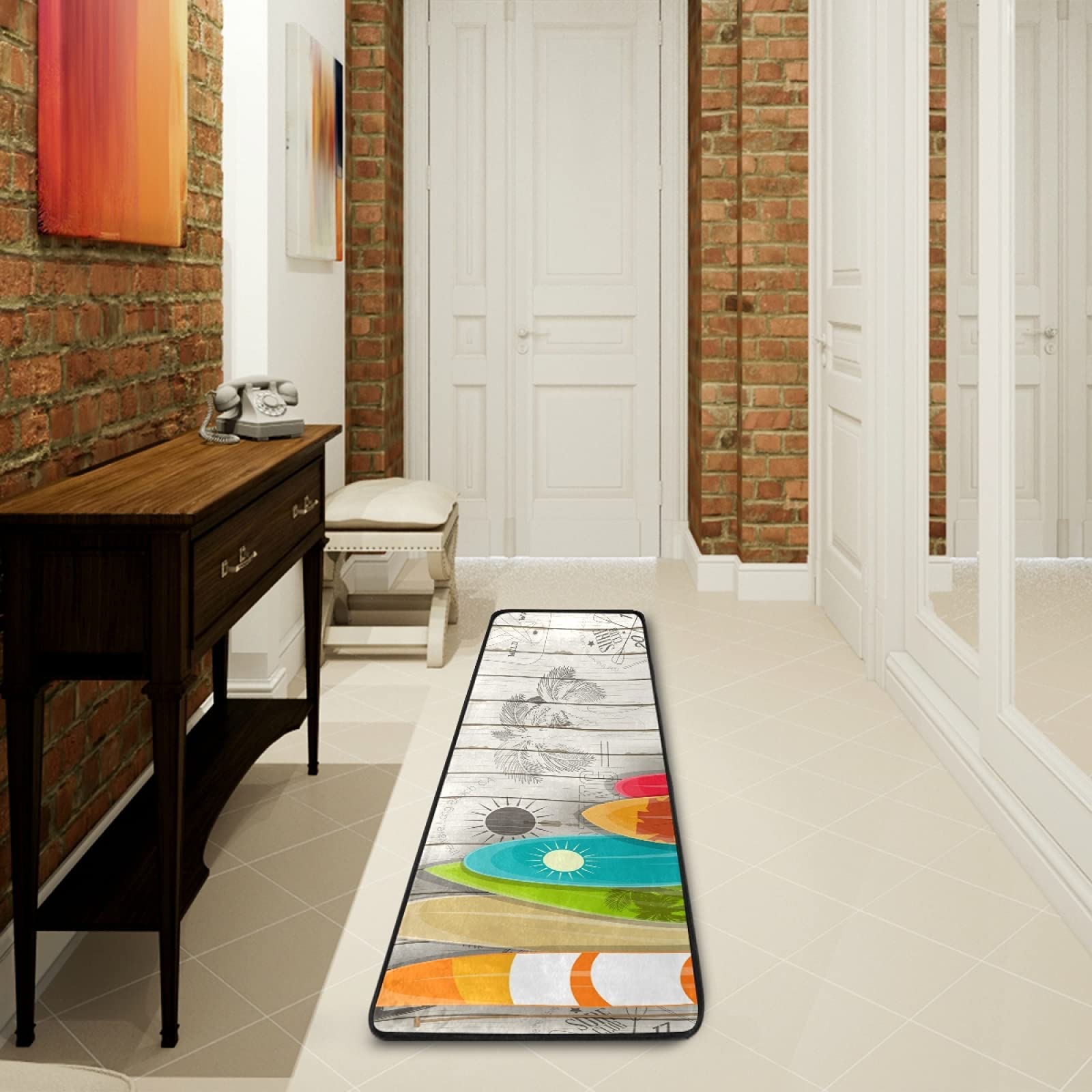 Bath Rug Runner Non Slip Area Mat Rugs for Bathroom Kitchen Entryway Shaggy Rug Soft Bedroom Carpet 72"x 24", Colorful