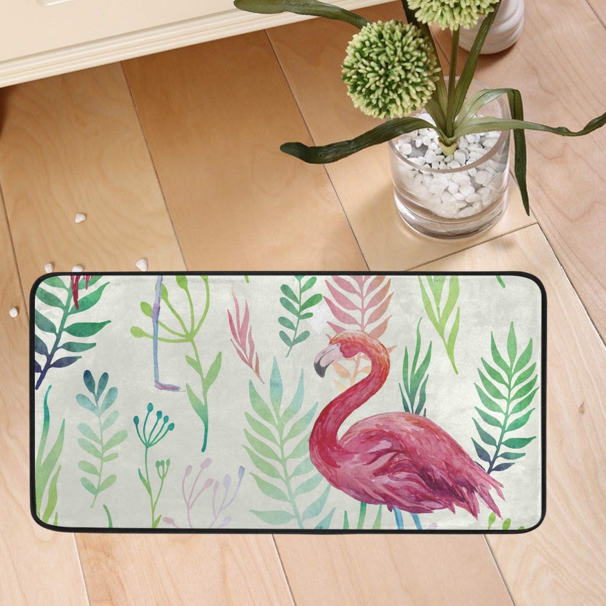 Kitchen Sink Mats Floor Rug - Flamingo Non Slip Kitchen Mats Cushioned Washable Anti-Fatigue Kitchen Carpets 20x20in for Kitchen Home Decoration Bathroom