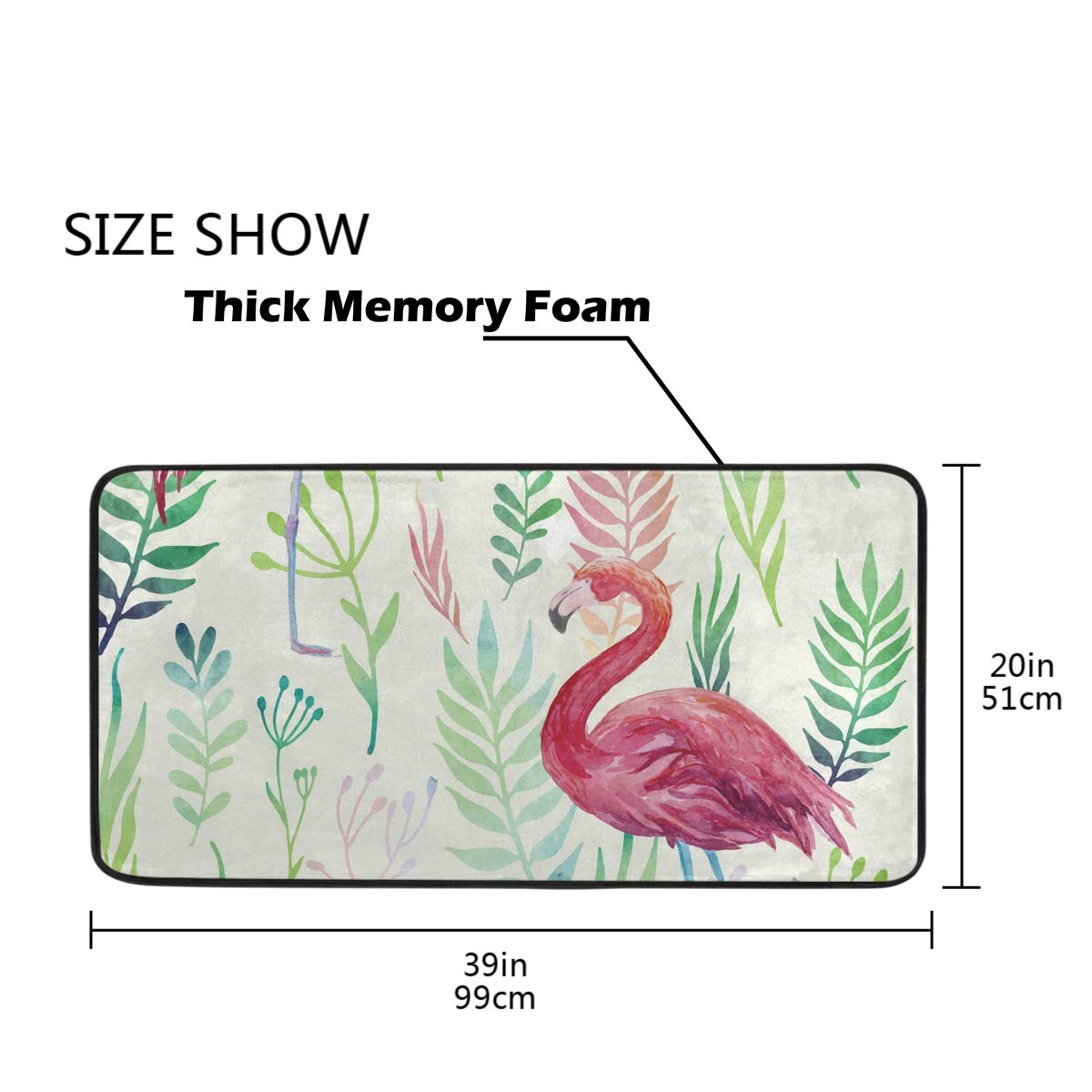 Kitchen Sink Mats Floor Rug - Flamingo Non Slip Kitchen Mats Cushioned Washable Anti-Fatigue Kitchen Carpets 20x20in for Kitchen Home Decoration Bathroom