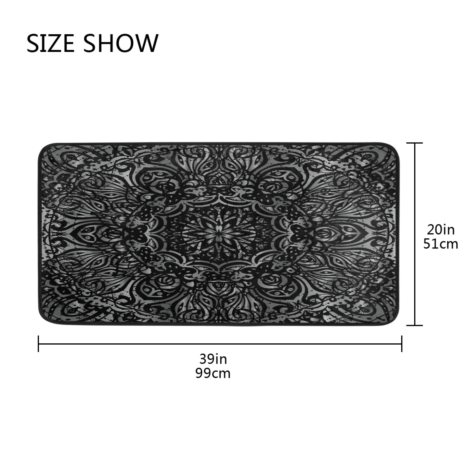 ALAZA Black and Silver Mandala Kitchen Rugs Non Slip Soft Kitchen Floor Mats Standing Mat Bath Rug Runner Doormats Carpet for Home Decor 39 X 20 inch