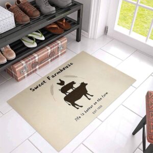 farmhouse rooster pig and cow bathroom rugs soft bath rugs non slip washable cover floor rug absorbent carpets floor mat home decor for kitchen bedroom floor mat 17x30 inch