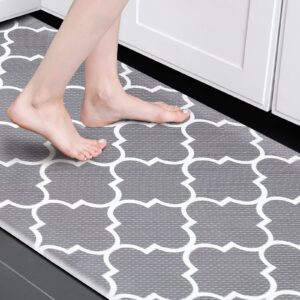 roiboty kitchen mat anti-fatigue kitchen rug cushioned floor mat, 17.3"x47.2", waterproof & non-slip kitchen mats and rugs, comfort standing mat for kitchen floor, laundry, office, sink, desk, gray