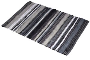 grey cotton striped door mat rug indoor - 2x3' entrance entryway rug non slip kitchen bath mat home décor, (24 x 36)