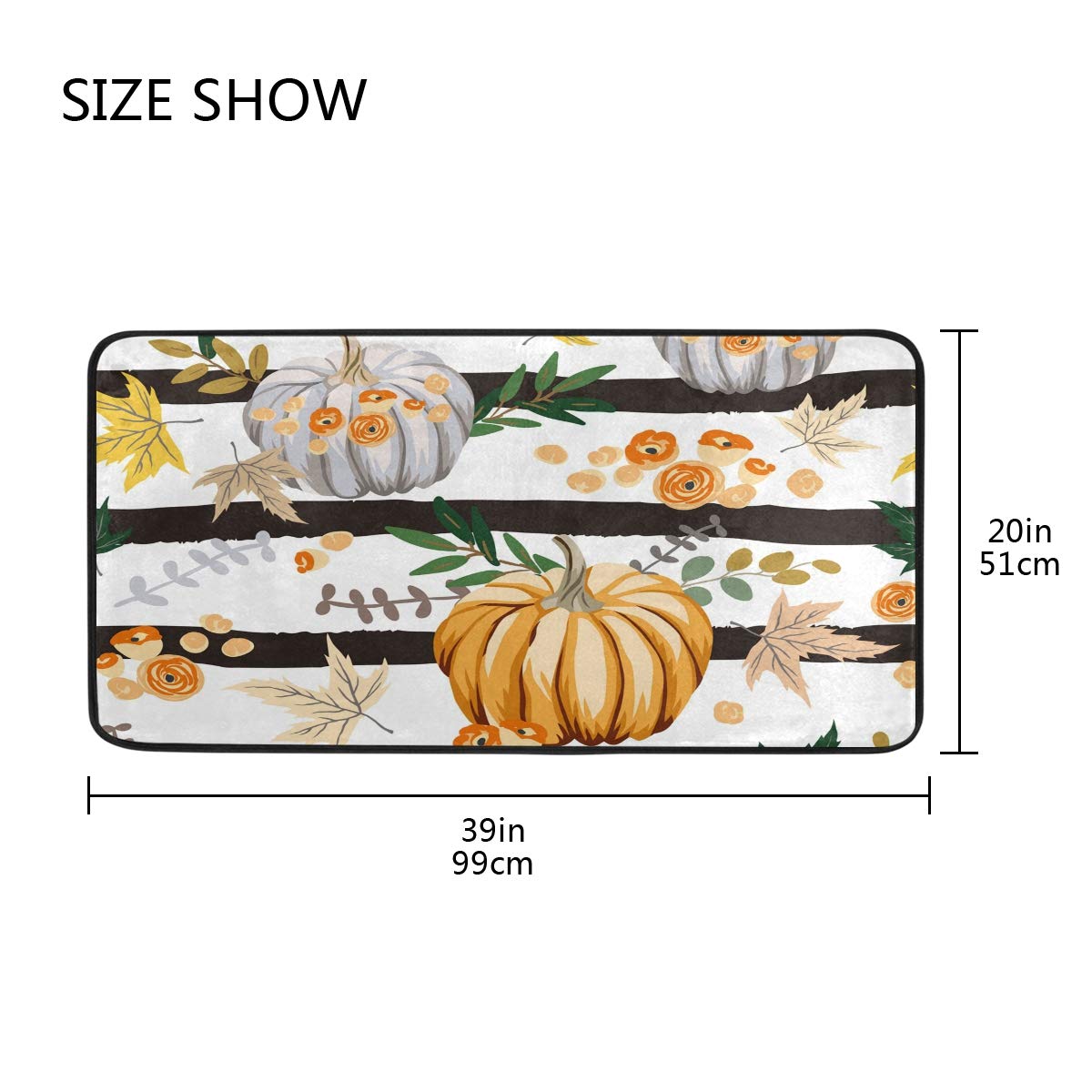 susiyo Kitchen Mat Fall Autumn Orange Pumpkins Kitchen Rug Mat Anti-Fatigue Comfort Floor Mat Non Slip Oil Stain Resistant Easy to Clean Kitchen Rug Bath Rug Carpet for Indoor Outdoor Doormat