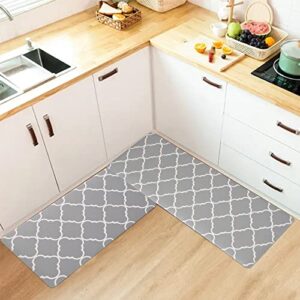 kitchen mats for floor [2 pcs] cushioned anti-fatigue kitchen rug, non slip waterproof kitchen mats and rugs pvc ergonomic comfort standing foam mat for kitchen, floor, office, sink, laundry