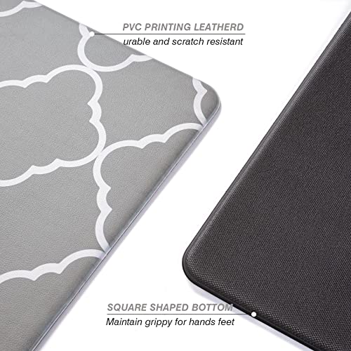 Kitchen Mats for Floor [2 PCS] Cushioned Anti-Fatigue Kitchen Rug, Non Slip Waterproof Kitchen Mats and Rugs PVC Ergonomic Comfort Standing Foam Mat for Kitchen, Floor, Office, Sink, Laundry