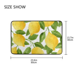 ZOEO Lemon Bath Runner Rug Yellow Lime Tree Non Slip Area Mat Rugs for Bathroom Kitchen Indoor Carpet Doormat Floor Dirt Trapper Mats Shoes Scraper 24"×16"