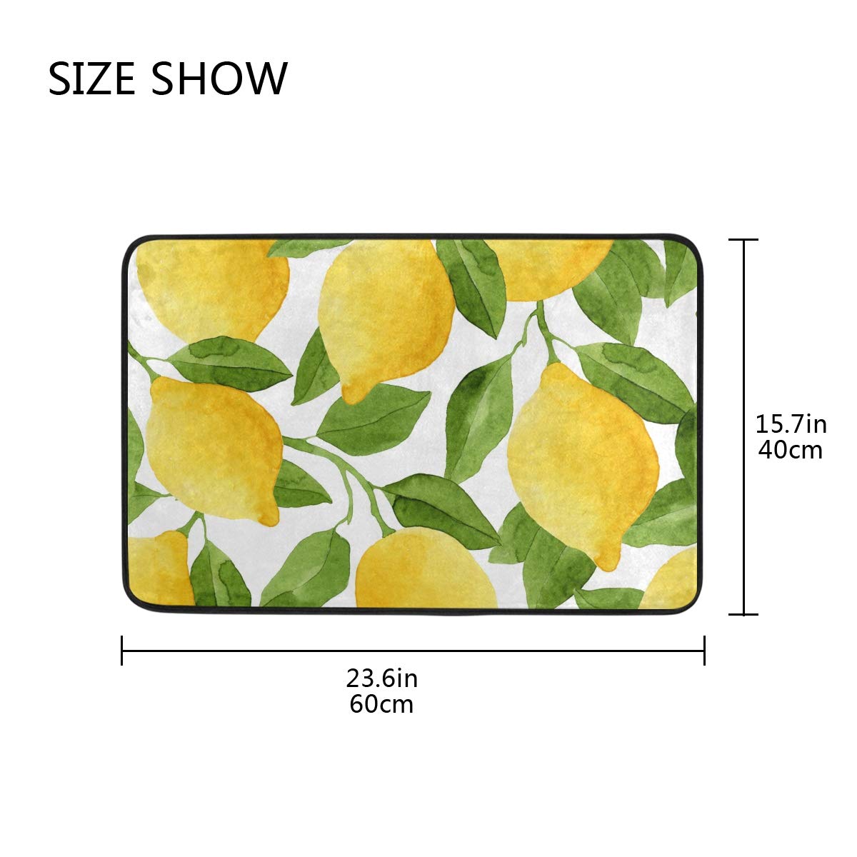 ZOEO Lemon Bath Runner Rug Yellow Lime Tree Non Slip Area Mat Rugs for Bathroom Kitchen Indoor Carpet Doormat Floor Dirt Trapper Mats Shoes Scraper 24"×16"