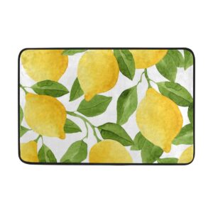 ZOEO Lemon Bath Runner Rug Yellow Lime Tree Non Slip Area Mat Rugs for Bathroom Kitchen Indoor Carpet Doormat Floor Dirt Trapper Mats Shoes Scraper 24"×16"