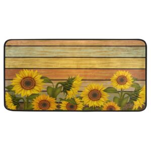 agona anti fatigue kitchen mat autumn vintage sunflowers leaves fall kitchen floor mat soft standing mats non slip kitchen rugs floral bath rug runner carpet for home decor indoor outdoor