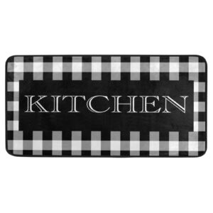 kitchen rug black and white kitchen buffalo plaid 39 x 20 inch non-slip anti fatigue comfort entryway door mats perfect carpet for home decor