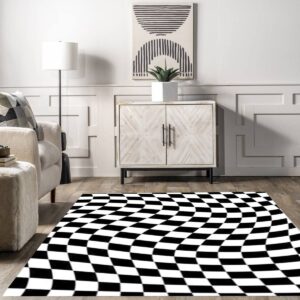 black and white moroccan checkered area rug for living room 3x5ft small kitchen runner rugs durable bathmat laundry mat machine washable home office carpet