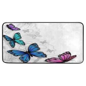 ZHIMI Kitchen Rug Floor Mat Anti Fatigue Runner Carpet Non-Slip ﻿Butterfly Laundry Rug Home Decor Rectangle Entryway Long Mat 39 x 20 Inch