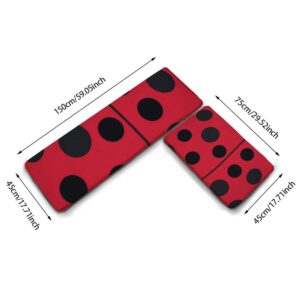 2 Pcs Kitchen Rug Set, Lady Bug Red and Black Non-Slip Kitchen Mats and Rugs Soft Flannel Non-Slip Area Runner Rugs Washable Durable Doormat Carpet