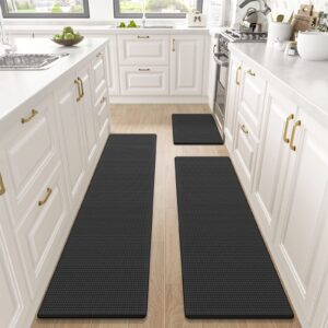 dexi kitchen rugs and mats cushioned anti fatigue comfort runner mats for floor rugs waterproof standing rugs set of 3,17"x29"+17"x59"+17"x79" black