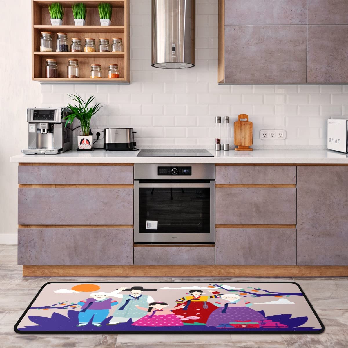 Kitchen Floor Mats Happy Chusoek Traditional Korean Family Kitchen Area Rugs and Mats Non Skid Kitchen Mat Standing Mat Washable for Kitchen Floor Home Office Sink Laundry Indoor Outdoor 40x20 in