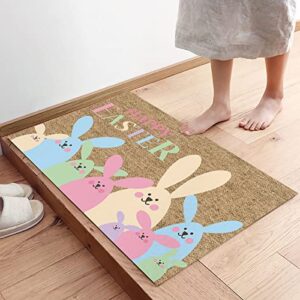 Arts Print Easter Bunny Kitchen Mats Set of 2,Colorful Rabbits Retro Texture Floor Mat,Non-Slip Durable Kitchen Rugs for Kitchen Sink,Laundry Room,15.7x23.6Inch+15.7x47.2Inch