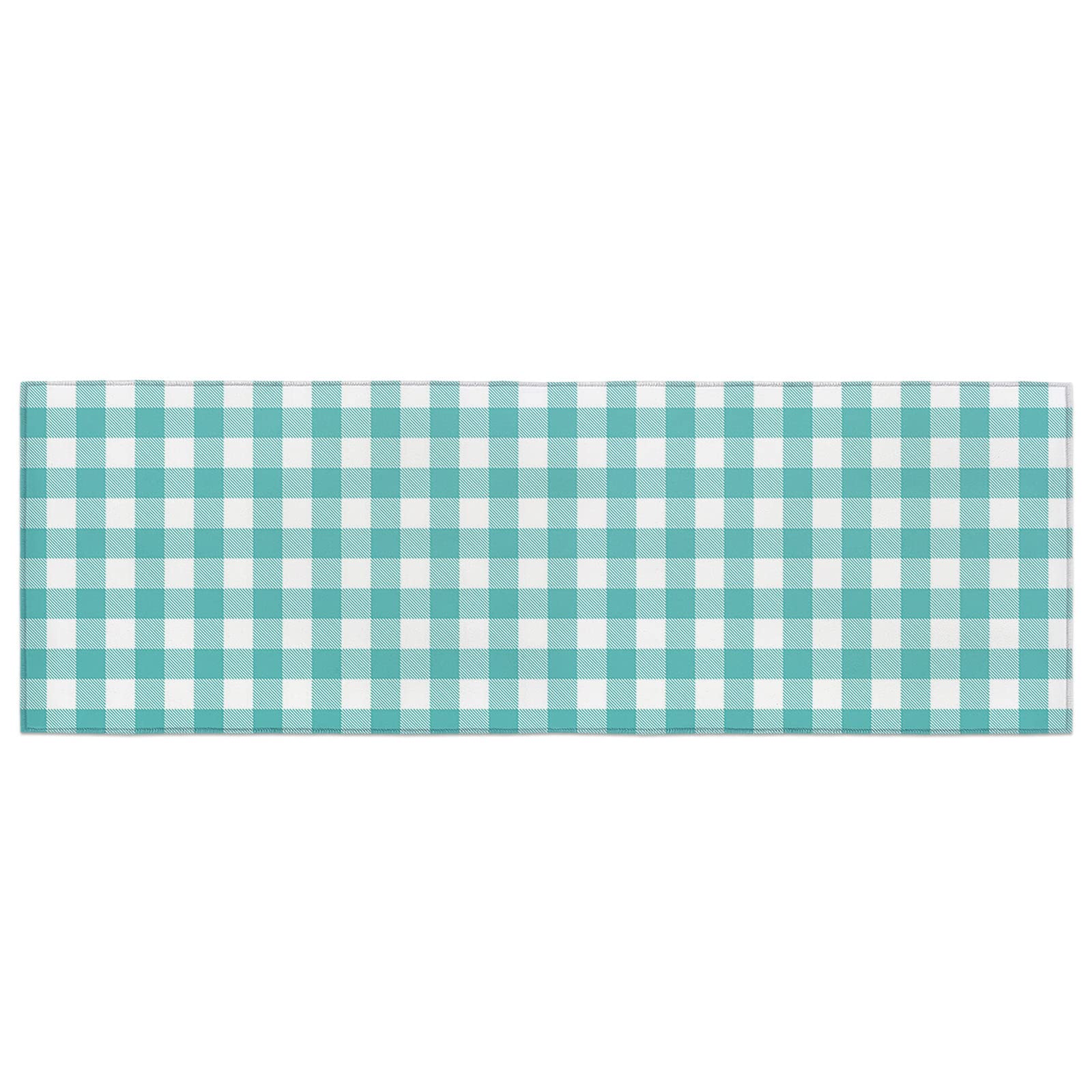 YOKOU Kitchen Rugs, Farmhouse Decoration Teal Green and White Buffalo Check Plaid Non Slip Runner Rug Mat for Floor, Kitchen, Bedside, Sink, Office, Laundry, 18"X47.2"