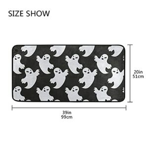 Halloween Ghost Kitchen Rug Non-Slip Black Kitchen Floor Mat Washable Kitchen Carpet Anti Fatigue Kitchen Mat Bath Decor and Accessories 39x20 Inch