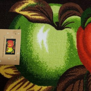 THE RAISE Kitchen Rug, Kitchen Mat, Printed Kitchen Rug (nonskid Back) (18" x 30") 2 Apples, Green & RED