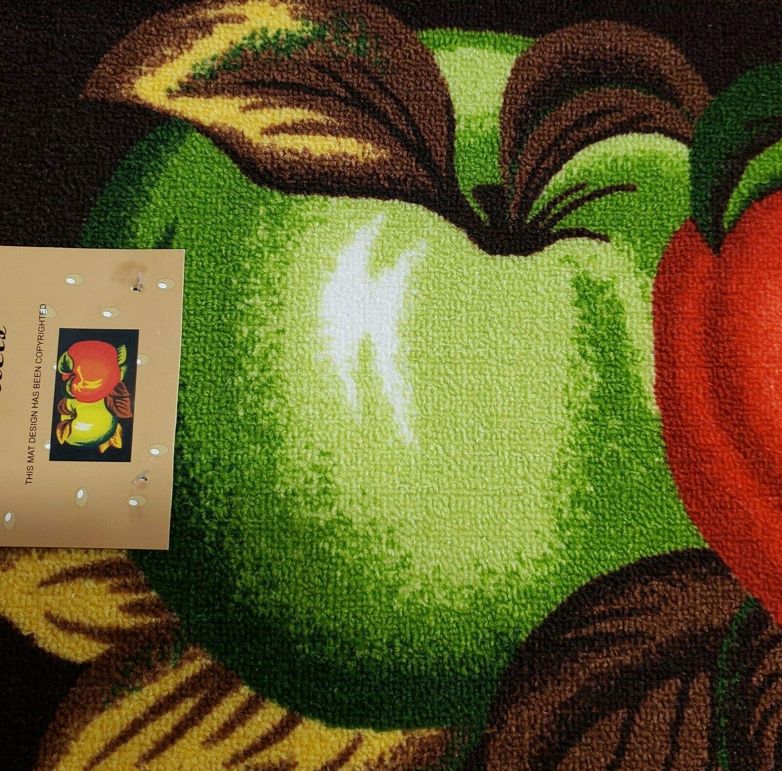 THE RAISE Kitchen Rug, Kitchen Mat, Printed Kitchen Rug (nonskid Back) (18" x 30") 2 Apples, Green & RED