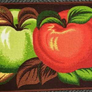 THE RAISE Kitchen Rug, Kitchen Mat, Printed Kitchen Rug (nonskid Back) (18" x 30") 2 Apples, Green & RED