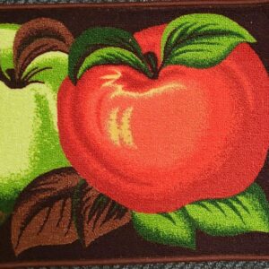 THE RAISE Kitchen Rug, Kitchen Mat, Printed Kitchen Rug (nonskid Back) (18" x 30") 2 Apples, Green & RED