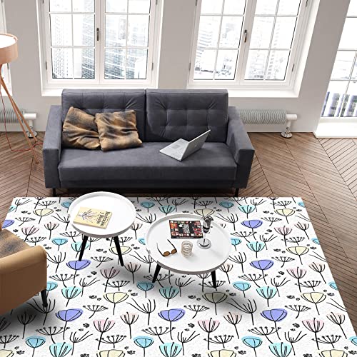 Large Area Rug 2' x 3' Throw Carpet Floor Cover Nursery Rugs for Children, Colorful Tulip Floral Modern Kitchen Mat Runner Rugs for Living Room/Bedroom Dandelion Flowers Illustraction