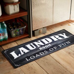 ustide 20x60 black laundry room rug, non-skid anti fatigue laundry room mats loads of fun home decor black white kitchen carpet