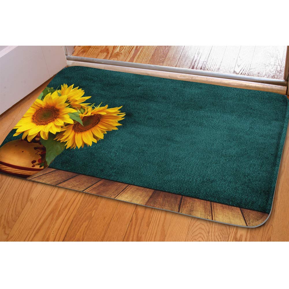 Beauty Collector Sunflower Kitchen Mat Non Slip Small Area Rugs Flannel Decoration Welcome Mats