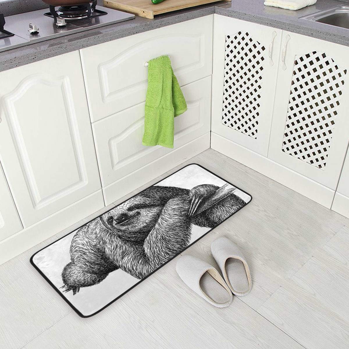 Sloth Kitchen Floor Mat Door Mats Inside Outside Front Doormat Non Slip Kitchen Rug for Home, 39" x 20"