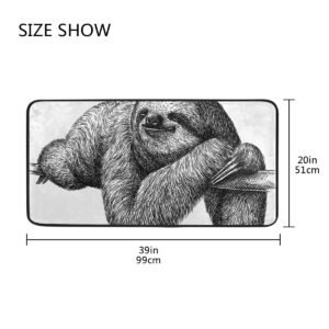 Sloth Kitchen Floor Mat Door Mats Inside Outside Front Doormat Non Slip Kitchen Rug for Home, 39" x 20"