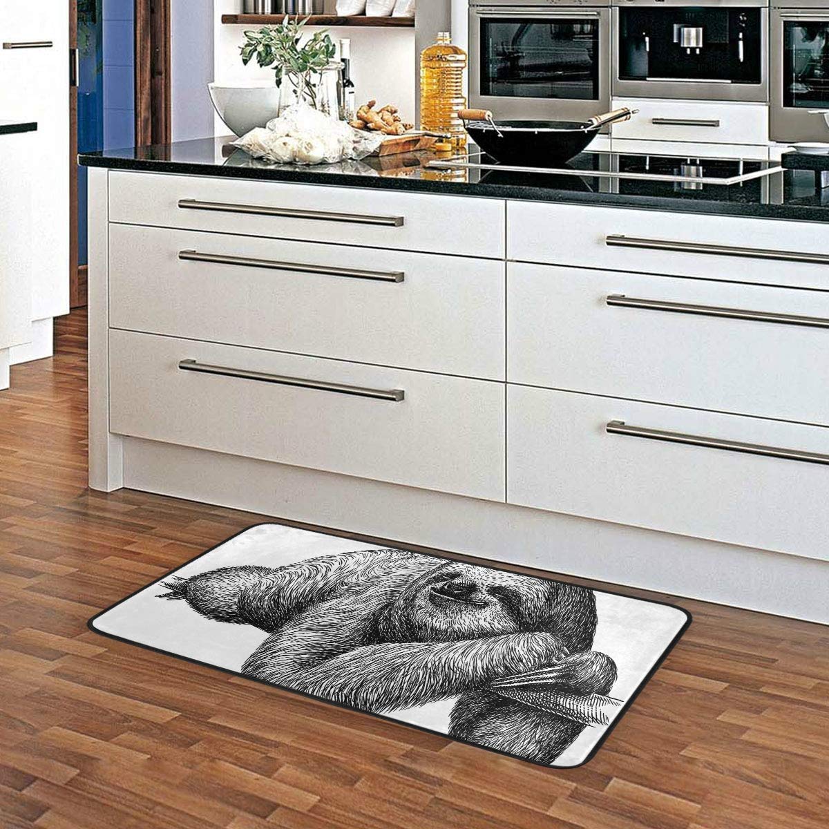 Sloth Kitchen Floor Mat Door Mats Inside Outside Front Doormat Non Slip Kitchen Rug for Home, 39" x 20"