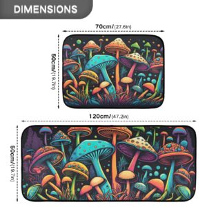 ZENWAWA Kitchen Mats 2 Pieces Set for Floor Magical Mushrooms Print, Non Skid Anti Fatigue Kitchen Rugs Cushioned Absorbent Comfort Floor Mats for Kitchen Sink